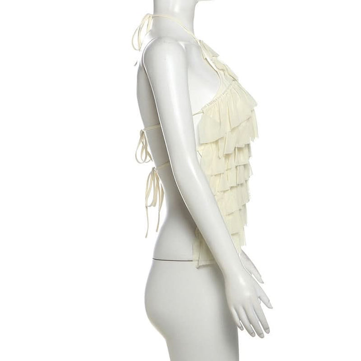 Halter ruffle self tie backless top  | Festival Outfits Women