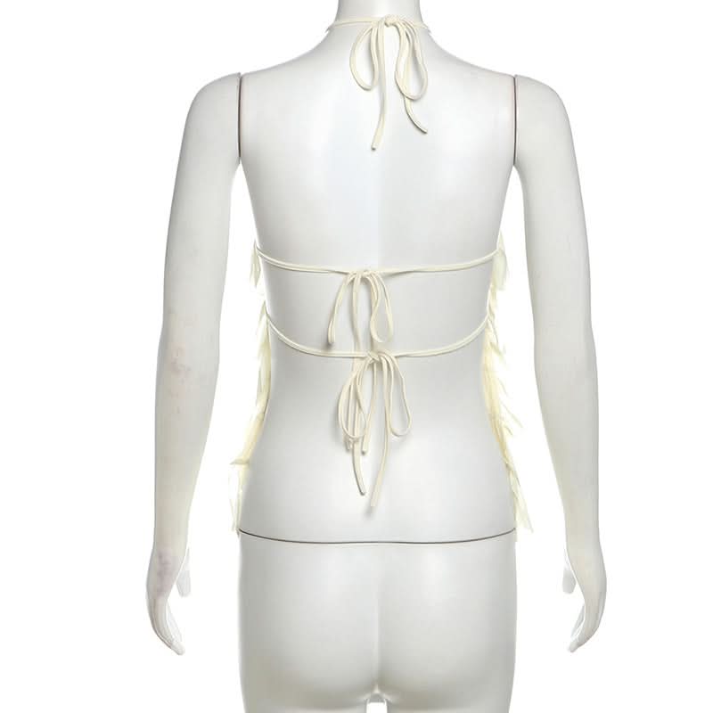 Halter ruffle self tie backless top  | Festival Outfits Women