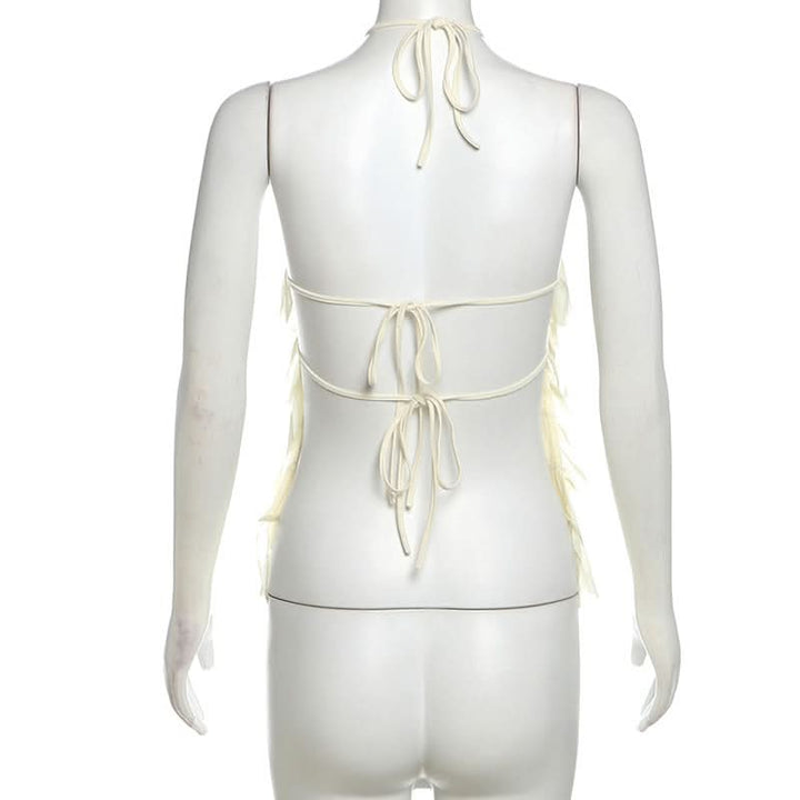 Halter ruffle self tie backless top  | Festival Outfits Women