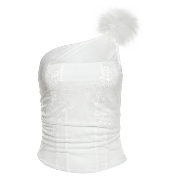 One shoulder fluffy mesh top  | Festival Outfits Women