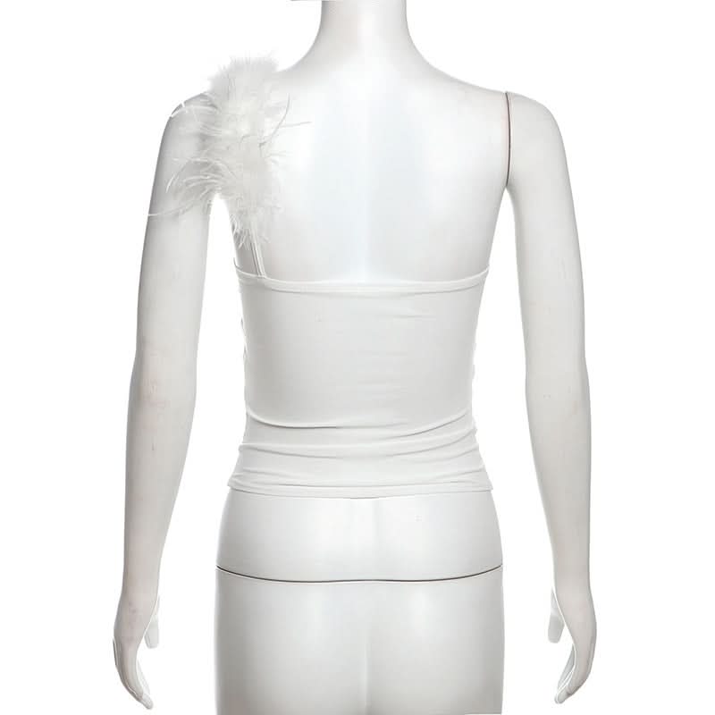 One shoulder fluffy mesh top  | Festival Outfits Women