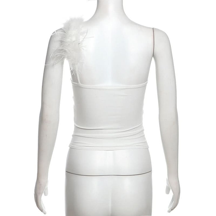 One shoulder fluffy mesh top  | Festival Outfits Women