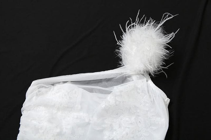 One shoulder fluffy mesh top  | Festival Outfits Women