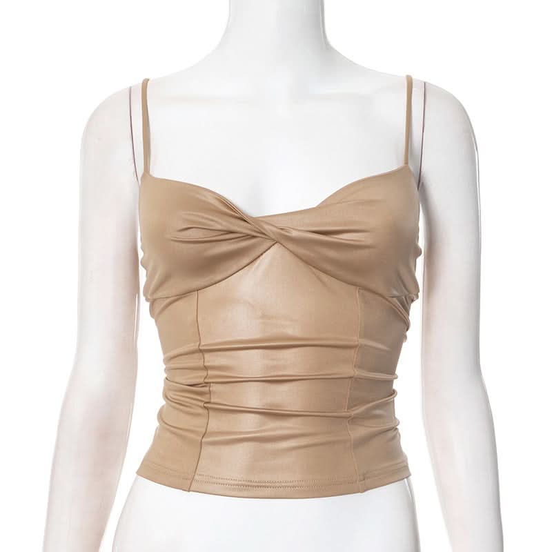 PU leather ruched cami top  | Festival Outfits Women