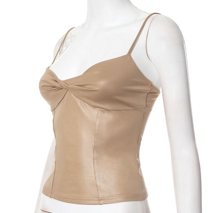 PU leather ruched cami top  | Festival Outfits Women