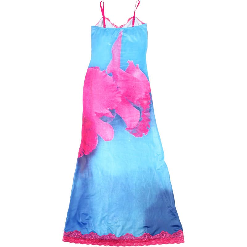 V neck lace hem flower print cami maxi dress  | Festival Outfits Women