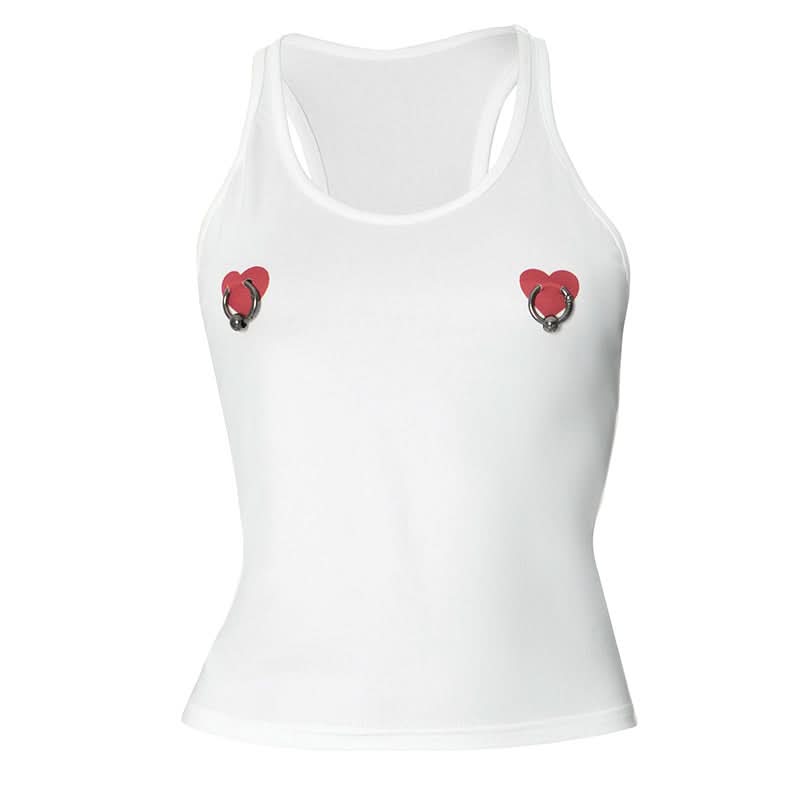 U neck sweetheart print o ring tank top  | Festival Outfits Women