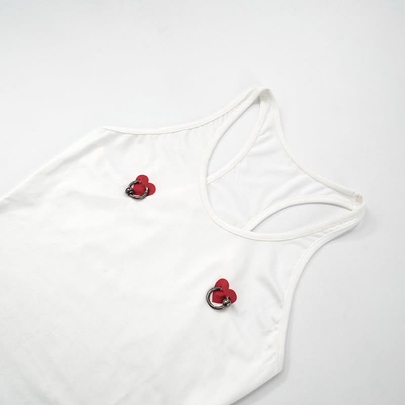 U neck sweetheart print o ring tank top  | Festival Outfits Women