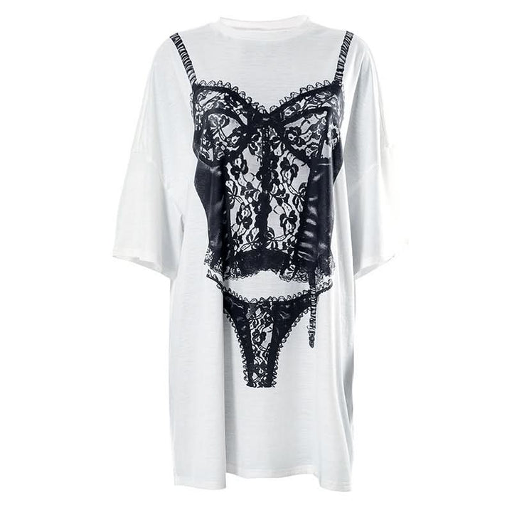 Crewneck long sleeve abstract print top  | Festival Outfits Women
