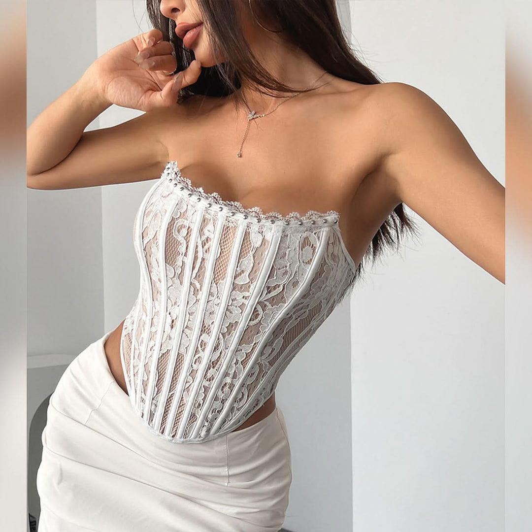 Lace bustier backless tube top  | Festival Outfits Women