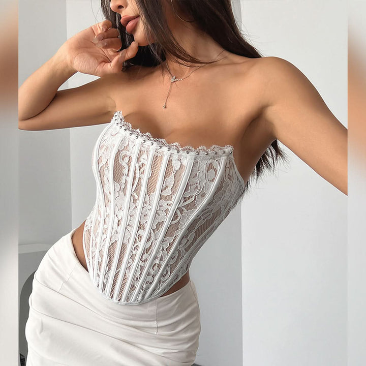 Lace bustier backless tube top  | Festival Outfits Women