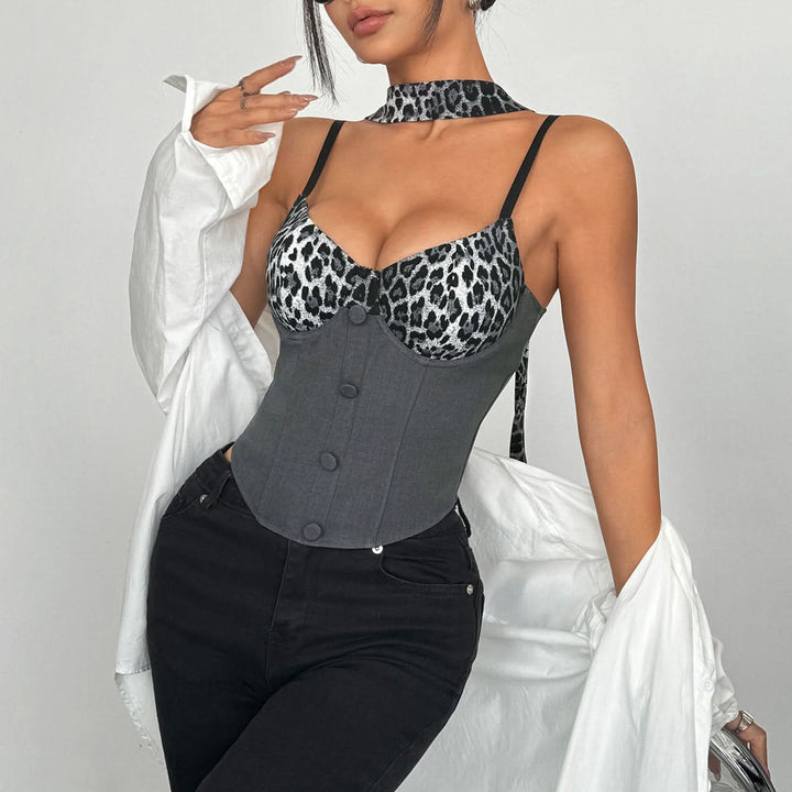 Leopard print button cami top  | Festival Outfits Women  | Cheetah Print Top