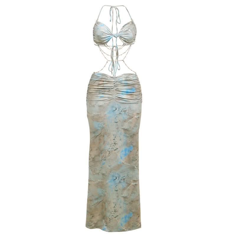 Sweetheart neck beaded backless contrast cami maxi dress  | Festival Outfits Women
