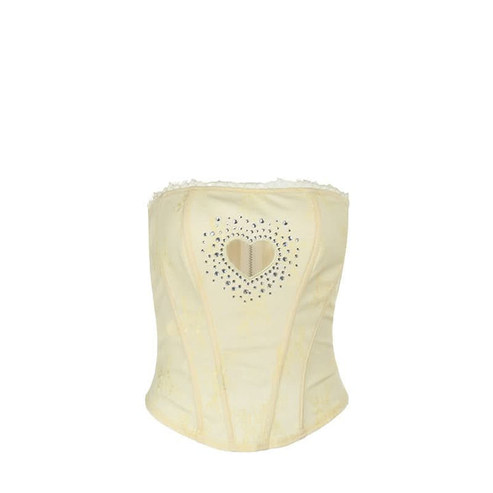 Beaded sweetheart pattern hollow out bustier tube cut out top  | Festival Outfits Women