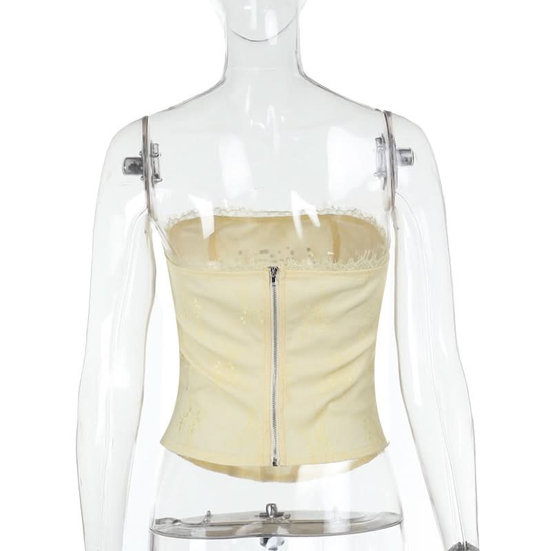 Beaded sweetheart pattern hollow out bustier tube cut out top  | Festival Outfits Women