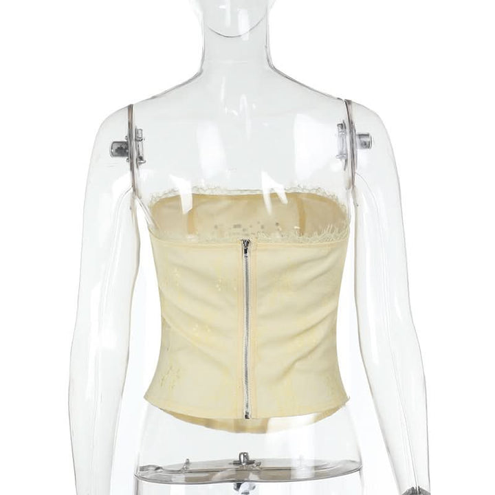 Beaded sweetheart pattern hollow out bustier tube cut out top  | Festival Outfits Women