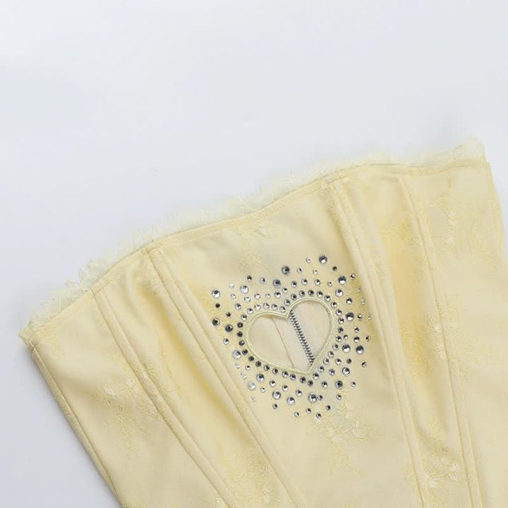Beaded sweetheart pattern hollow out bustier tube cut out top  | Festival Outfits Women