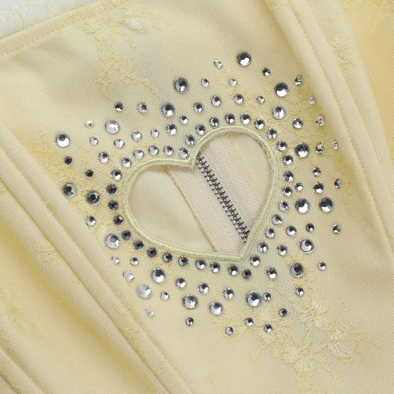 Beaded sweetheart pattern hollow out bustier tube cut out top  | Festival Outfits Women