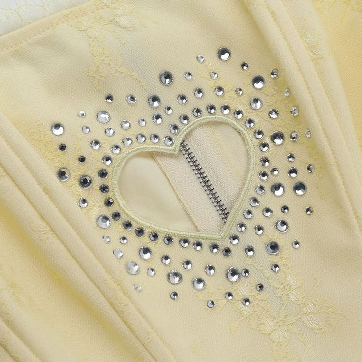 Beaded sweetheart pattern hollow out bustier tube cut out top  | Festival Outfits Women