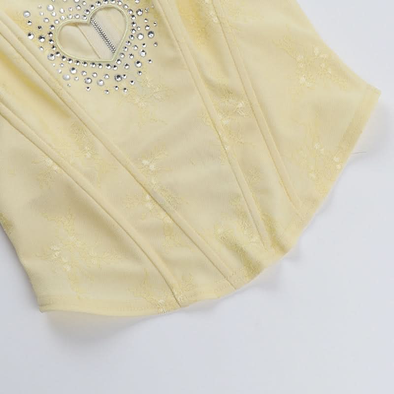 Beaded sweetheart pattern hollow out bustier tube cut out top  | Festival Outfits Women