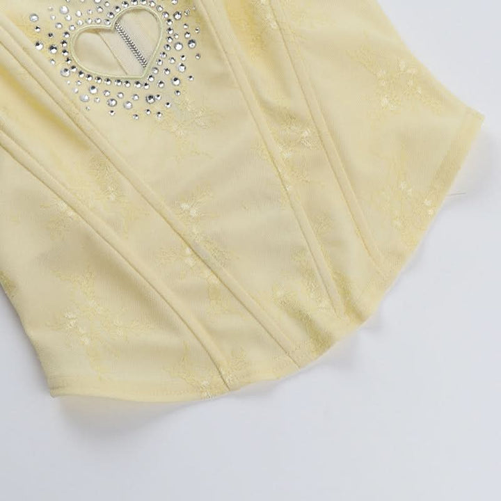 Beaded sweetheart pattern hollow out bustier tube cut out top  | Festival Outfits Women