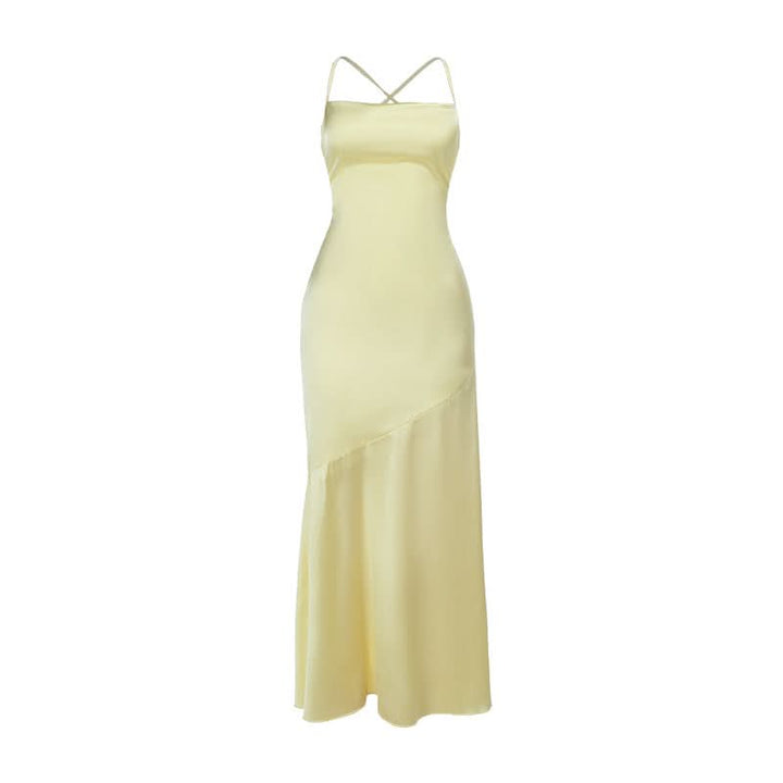 Cross back lace up satin cami maxi dress  | Festival Outfits Women