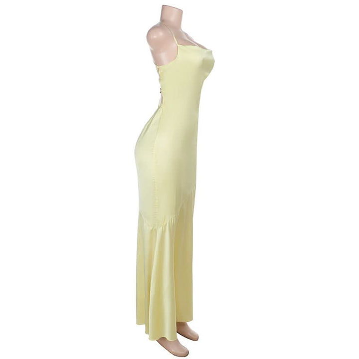 Cross back lace up satin cami maxi dress  | Festival Outfits Women