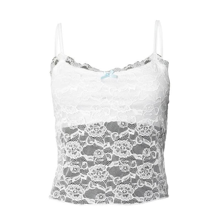 U neck lace bowknot cami top  | Festival Outfits Women