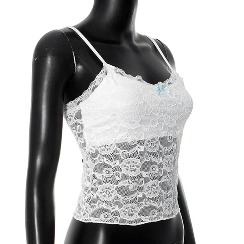 U neck lace bowknot cami top  | Festival Outfits Women