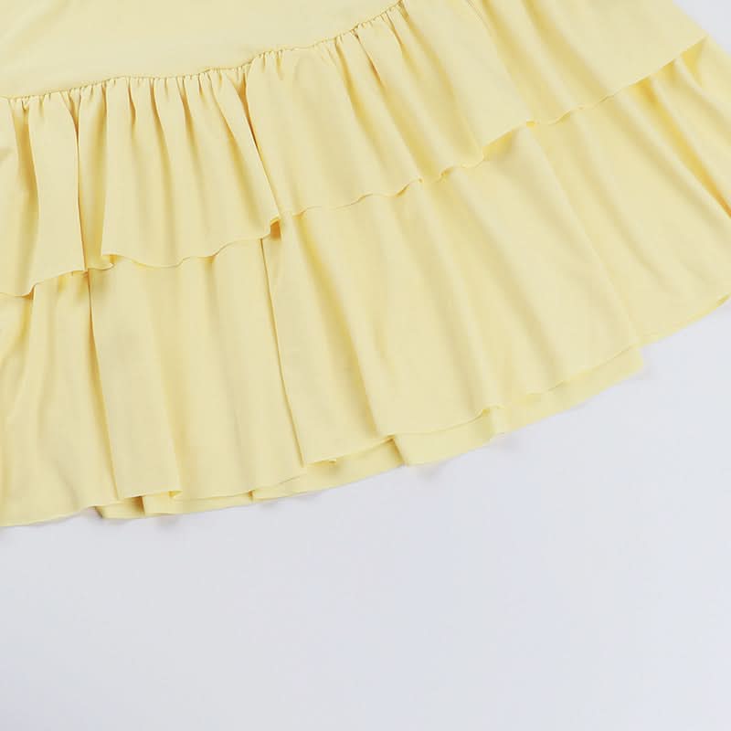 Ruched ruffle cami mini skirt set  | Festival Outfits Women