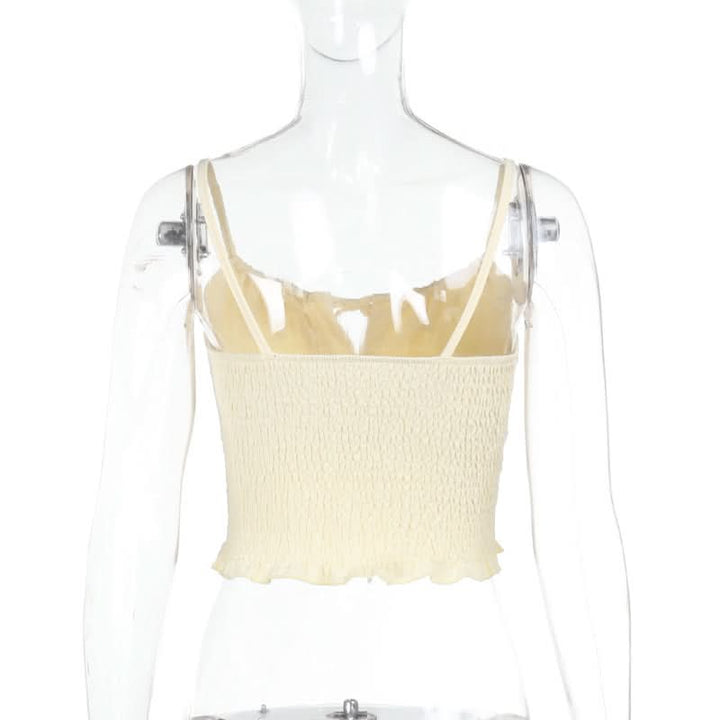 Smocked self tie ruffle cami top  | Festival Outfits Women