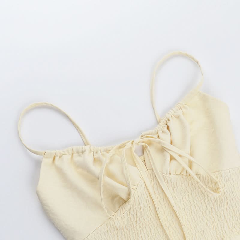 Smocked self tie ruffle cami top  | Festival Outfits Women