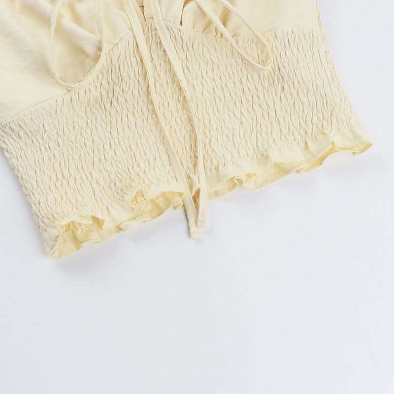 Smocked self tie ruffle cami top  | Festival Outfits Women