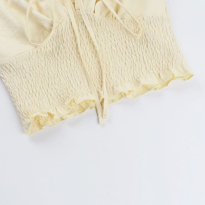 Smocked self tie ruffle cami top  | Festival Outfits Women