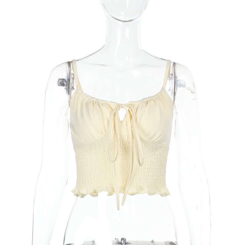 Smocked self tie ruffle cami top  | Festival Outfits Women