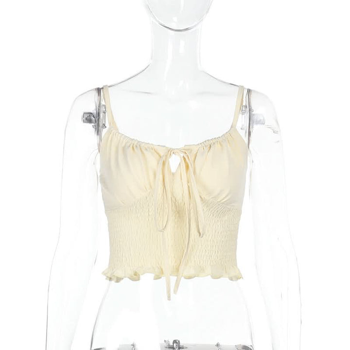 Smocked self tie ruffle cami top  | Festival Outfits Women