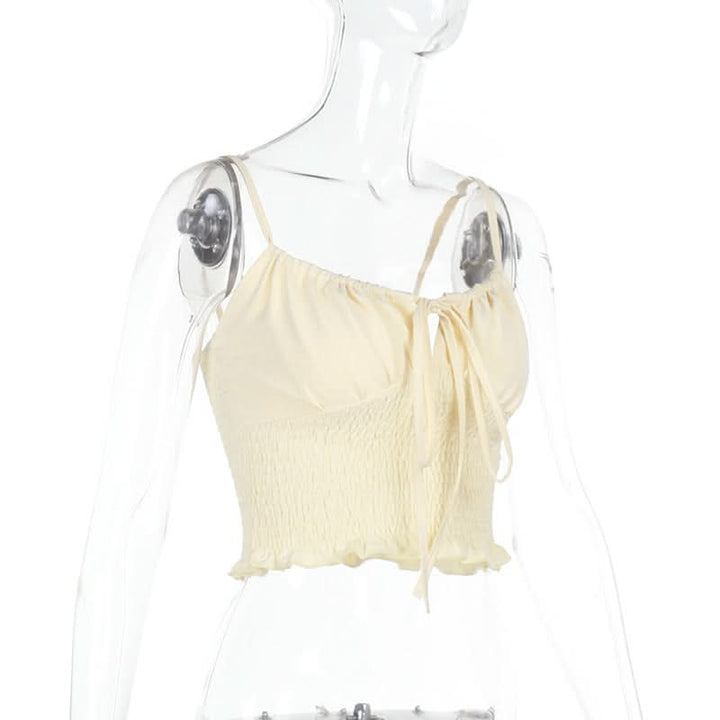 Smocked self tie ruffle cami top  | Festival Outfits Women