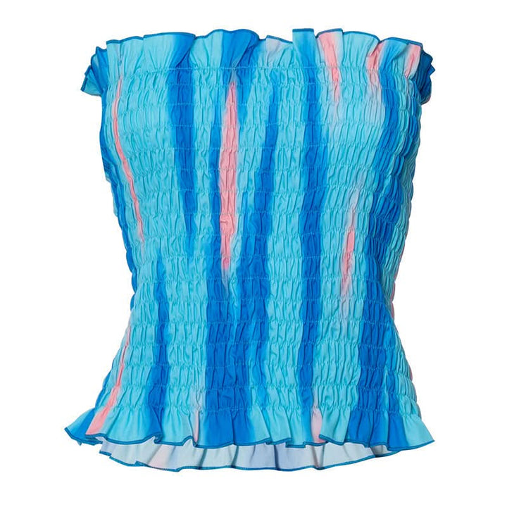 Smocked ruffle contrast tube top  | Festival Outfits Women