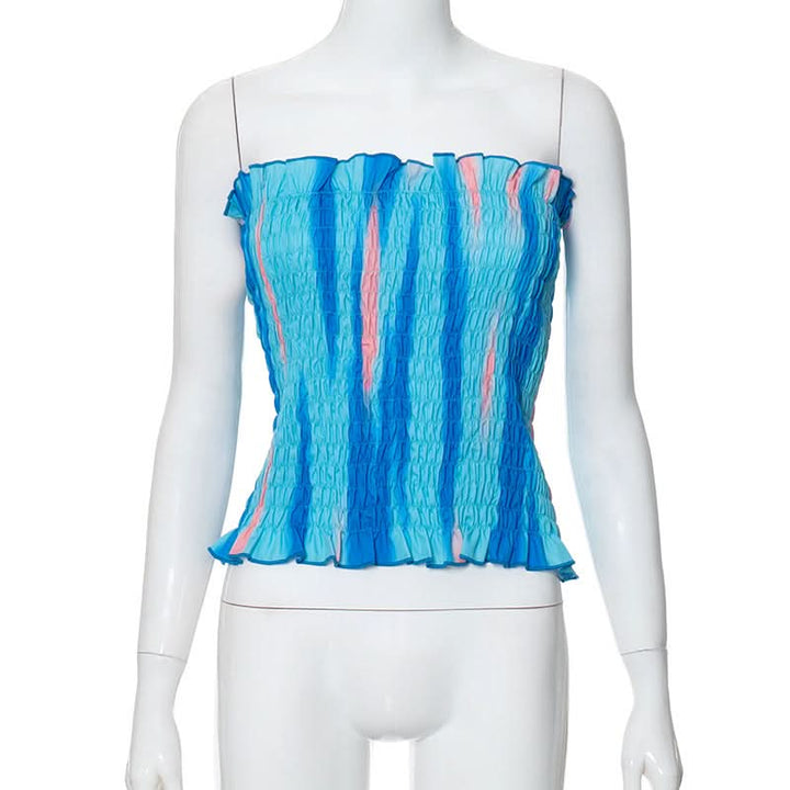Smocked ruffle contrast tube top  | Festival Outfits Women