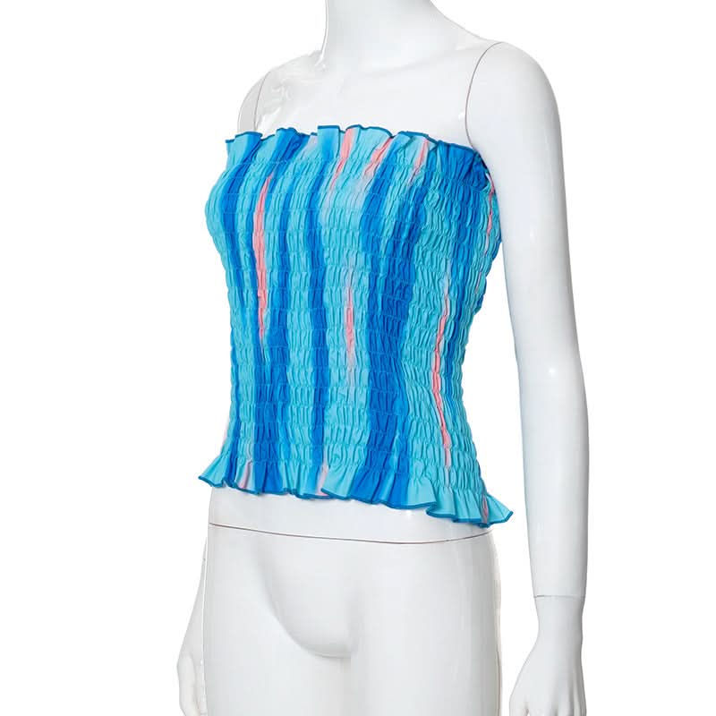 Smocked ruffle contrast tube top  | Festival Outfits Women