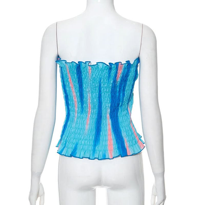 Smocked ruffle contrast tube top  | Festival Outfits Women