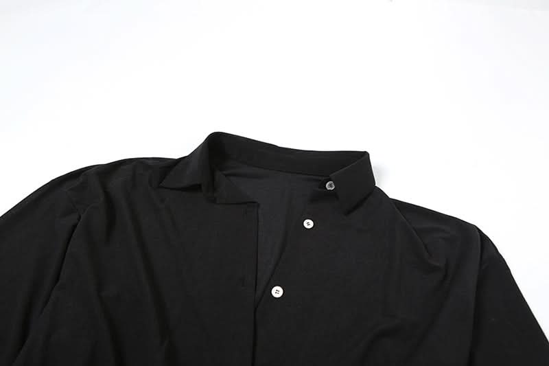 Turnover collar long sleeve button knotted mini dress  | Festival Outfits Women