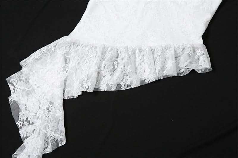 Halter v neck ruffle lace top  | Festival Outfits Women