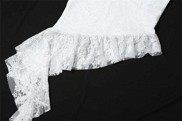 Halter v neck ruffle lace top  | Festival Outfits Women