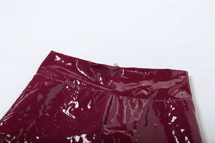 PU leather v neck halter zip-up pant set  | Festival Outfits Women