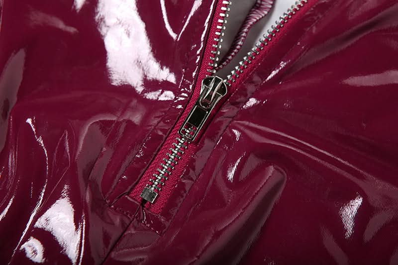 PU leather v neck halter zip-up pant set  | Festival Outfits Women