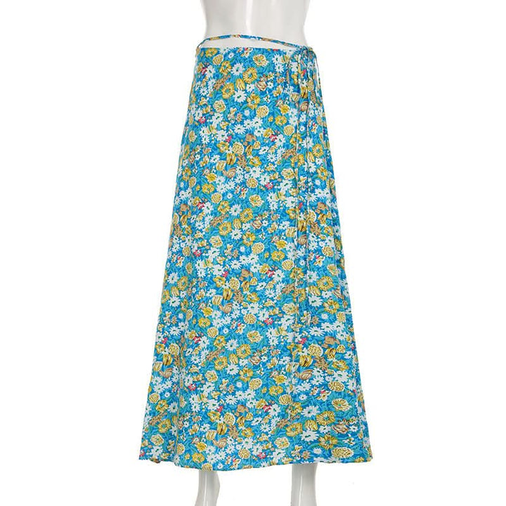 Flower print zip-up maxi skirt  | Festival Outfits Women