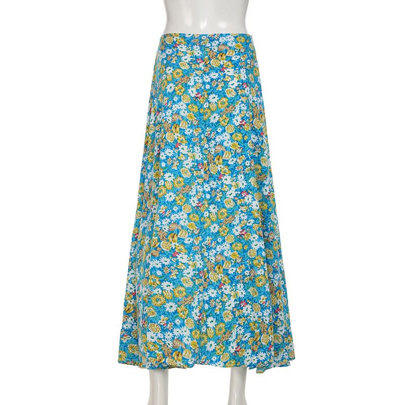 Flower print zip-up maxi skirt  | Festival Outfits Women
