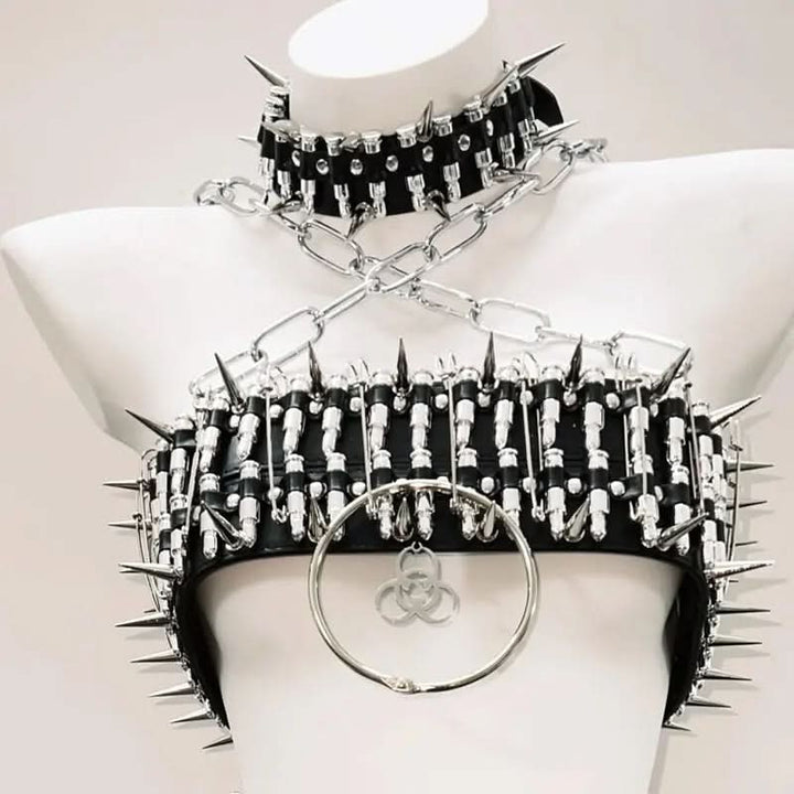 O ring rivet applique cross front belt top  | Festival Outfits Women