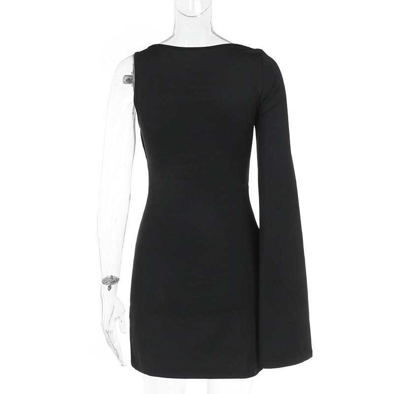 Long sleeve irregular slit hollow out cut out mini dress  | Festival Outfits Women